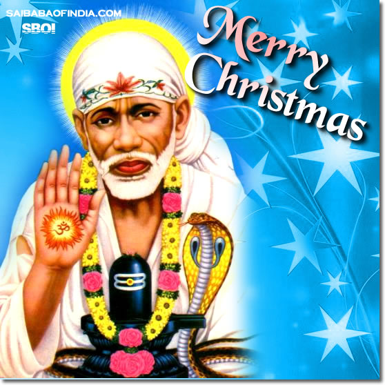 SHIRDI SAI BABA DESIGN NEW YEAR GREETING CARDS  - Free Download - Christmas cards with Sai Baba theme