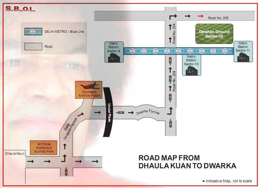 Map Of Delhi Roads. Indicative Map, not to scale