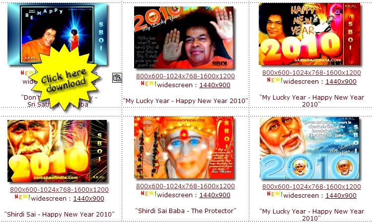 DOWNLOAD: SAI BABA THEME NEW YEAR GREETING CARDS & WALLPAPERS