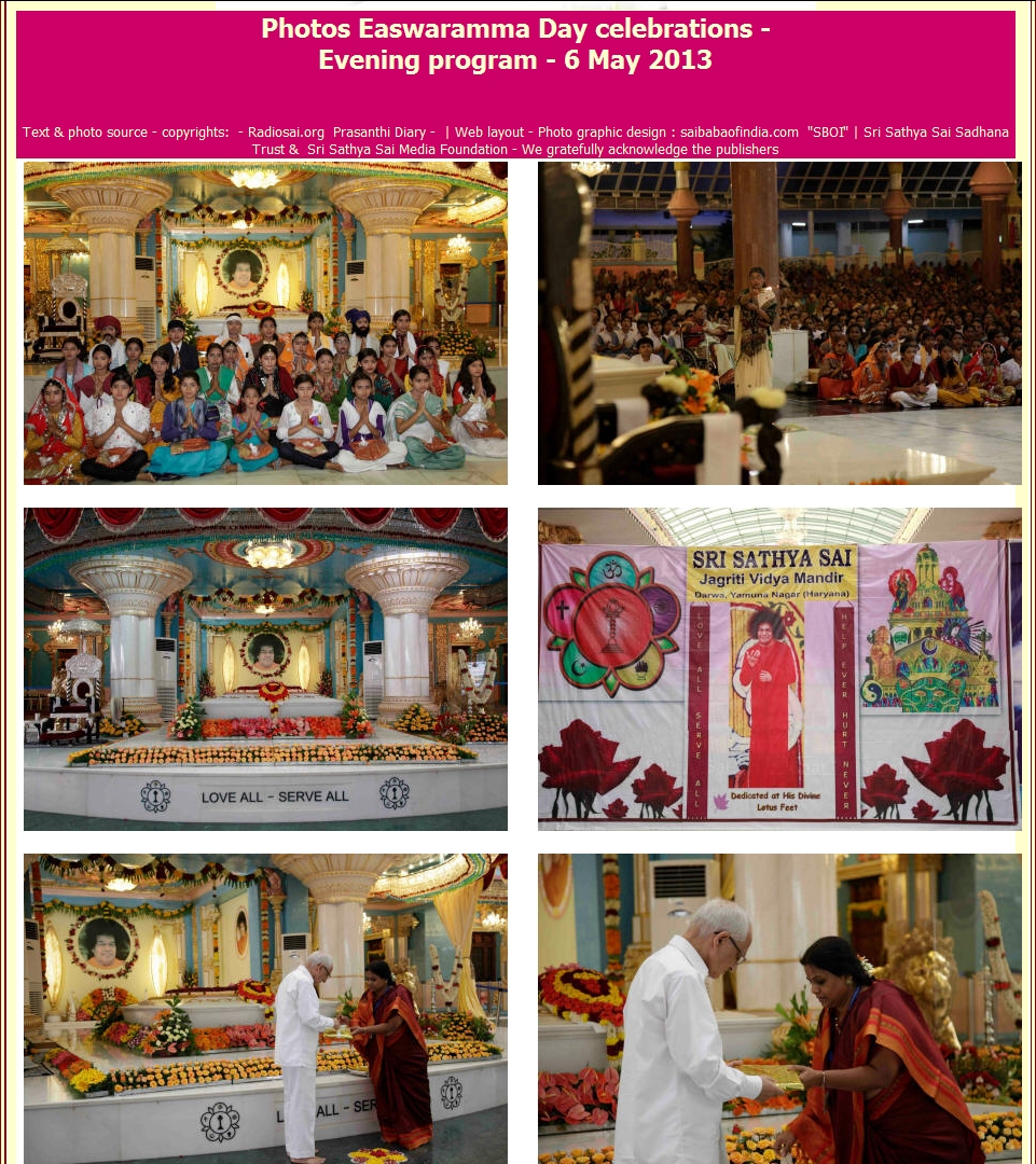 Easwaramma Day celebrations - Evening program - 6 May 2013