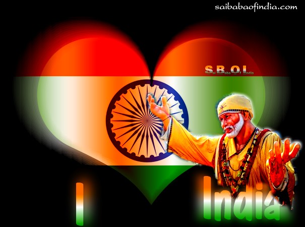 Sai Baba theme independence day greeting cards "15th August"