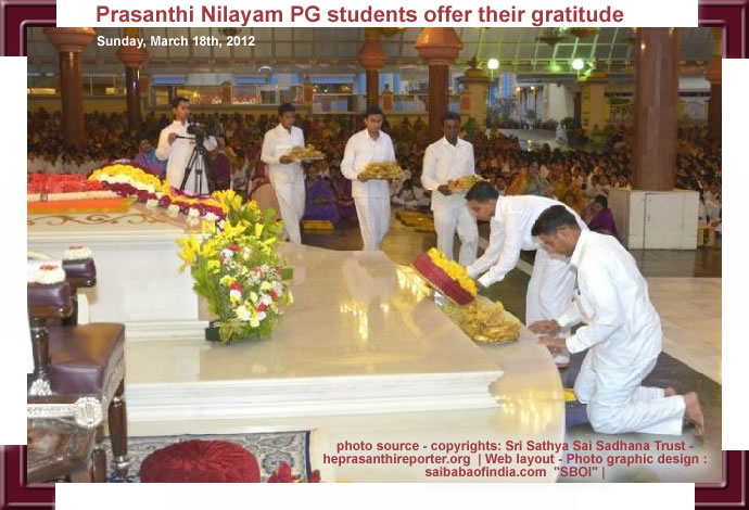 Prasanthi Nilayam PG students offer their gratitude