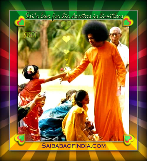 Gods love for his devotees is limitless. No task is mean or lowly for Him where his devotees are involved. He will do what has to be done at any time, any place. Protection and welfare of his devotees is His priority number one. God offers Himself to His devotees in exactly the same manner in which devotees offer themselves to Him. Remember only God is your true friend. - Baba